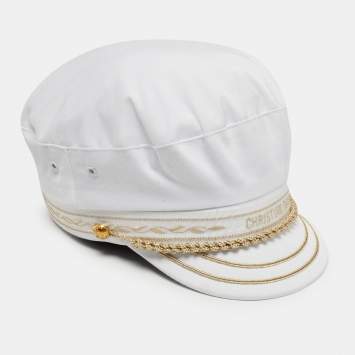 Pre Owned Dior White Greek Fisherman Special Edition Cap Size 58