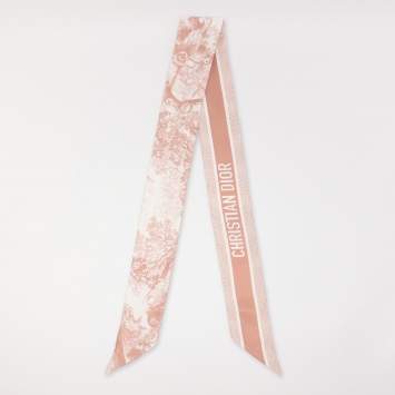 Pre Owned Dior  Ivory/Pink Toile de Jouy Sauvage Silk Mitzah Scarf