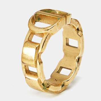 Pre Owned Dior CD Gold Tone Ring Size 56