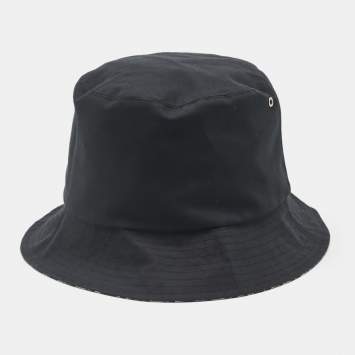 Pre Owned Christian Dior Navy Blue Cotton Blend Teddy-D Brim Bucket Hat 58 cm