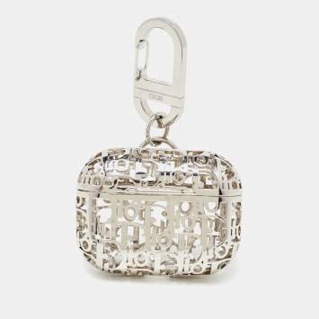 Pre Owned Dior Silver Oblique Metal Airpods Pro Case