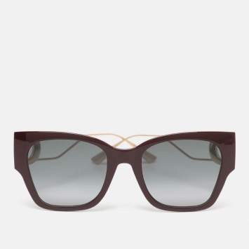 Pre Owned Dior Burgundy/Black Gradient Acetate and Gold Tone Metal LHF1I 30montaigne 1 Square Sunglasses