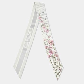 Pre Owned Christian Dior Grey Floral Print Silk Mitzah 