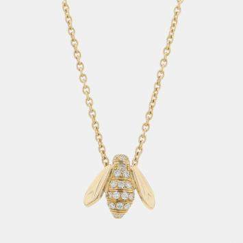 Pre Owned Dior Rose Dior Pre Quattro Collection Bee Diamond Necklace 18K Yellow Gold