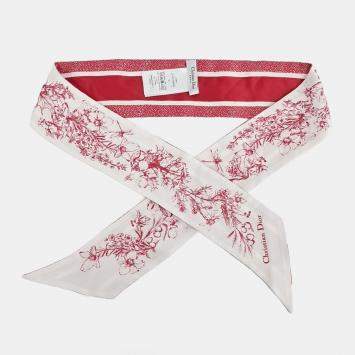 Pre Owned Dior Red White Silk Mitzah Bandeau