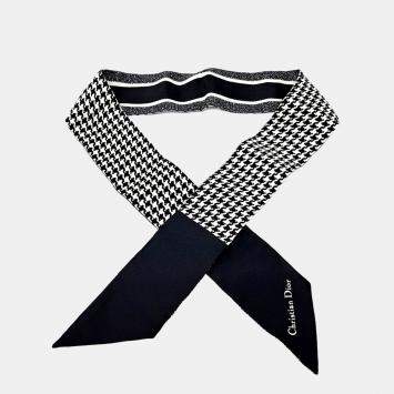 Pre Owned Dior Black/White Silk Mitzah Bandeau