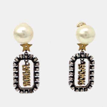 مملوكة مسبقًا Dior Gold Tone Pearl Tribal Earrings