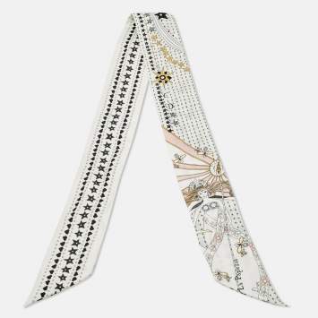 Pre Owned Dior White La Papesse Tarot Silk Mitzah Scarf