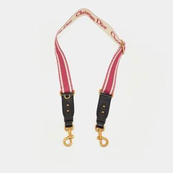 مملوكة مسبقًا حمالة حقيبة كتف ديور كحلي/أسود قماش مطرز وجلد