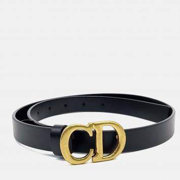 Pre Owned Dior Black Leather Saddle Belt