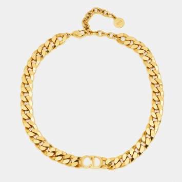 Pre Owned Dior CD Danseuse Etoile Gold Tone Choker Necklace