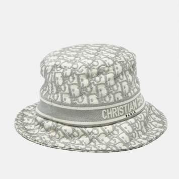 مملوكة مسبقًا Christian Dior Grey Oblique Jacquard Bucket Hat Size 58