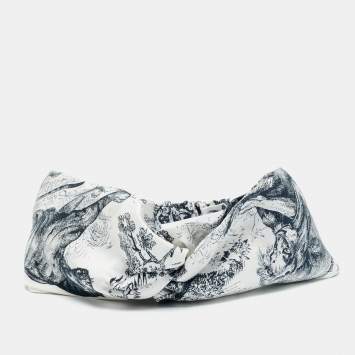 Pre Owned Dior Navy Blue/White Toile de Jouy Sauvage Silk Headband