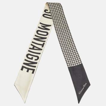 مملوكة مسبقًا باندو حرير مطبوع ديور أسود وبيج 30 مونتين