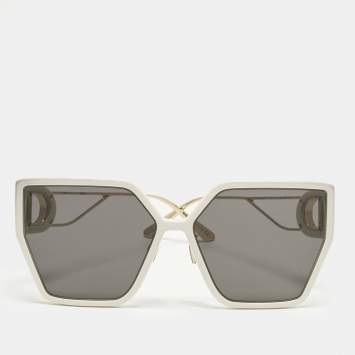 Pre Owned نظارة شمسية ديور بيضاء/سوداء 30مونتين بو كبيرة الحجم