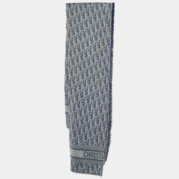 مملوكة مسبقًا Dior Navy Blue Oblique Square Silk Scarf