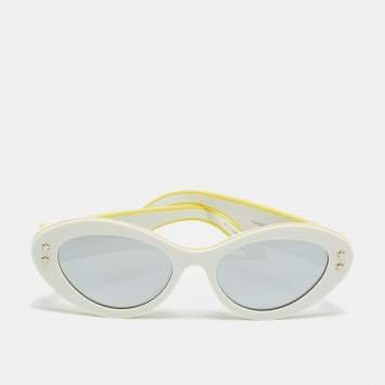 Pre Owned Dior White/Yellow Mirrored DiorPacific B1U 95A4 Cat Eye Sunglasses