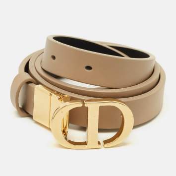 Pre Owned Dior CD 95 CM Reversible Buckle Belt Beige/Black Leather