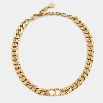 Pre Owned Dior CD Danseuse Etoile Gold Tone Choker Necklace