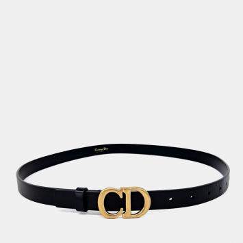Pre Owned Dior Black Leather saddle belt