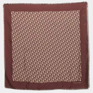 Pre Owned وشاح كريستيان ديور حرير ثنائي اللون أبليك