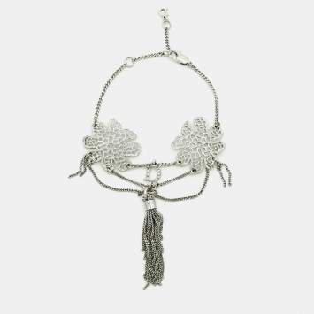 مملوكة مسبقًا سوار ديور كريستالات زهرية معدن فضي اللون