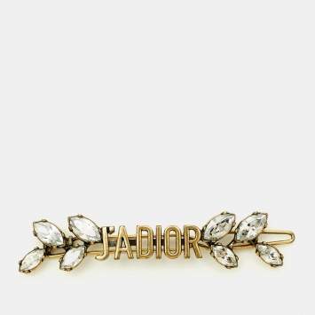 Pre Owned Dior J'Adior Crystals Gold Tone Metal Pin