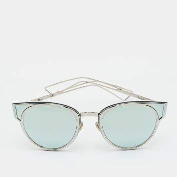 Pre Owned Dior Silver Tone/Grey Mirrored 010DC DiorSculpt Cat-Eye Sunglasses