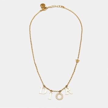 Pre Owned Dior Dio(r)evolution Crystals Gold Tone Necklace