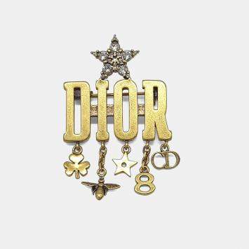 Pre Owned Christian Dior Metal logo brooch