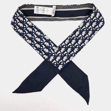 مملوكة مسبقًا Christian Dior Mitzah Navy Blue Silk Scarf