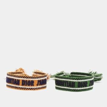 Pre Owned Dior J'Adior Fabric Friendship Bracelet Set of 2
