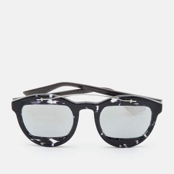 Pre Owned Dior Black Tortoiseshell/Grey Mirrored DiorManial Round Sunglasses