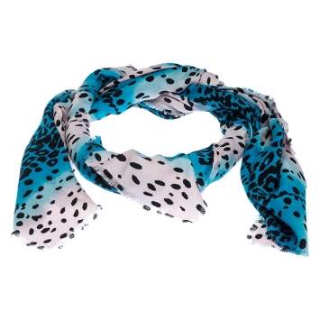 Pre Owned Dior Blue and Pink Leopard Spot Silk Blend Jacquard Scarf