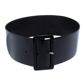 Pre Owned Dior Black Patent Leather Wide Waist Belt 95CM