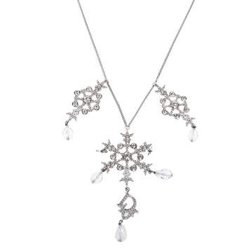 Pre Owned Dior Snowflake Charm Crystal Embellished Silver Tone Pendant Necklace
