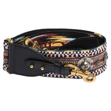 Pre Owned Dior Multicolor Studded Canvas and Leather Bohemian Inspired Shoulder Strap