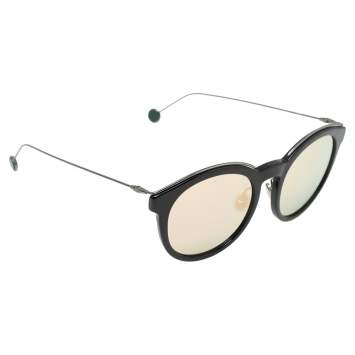 Pre Owned Dior Black/Green & Pink Mirrored DiorBlossom ANS0J Round Sunglasses