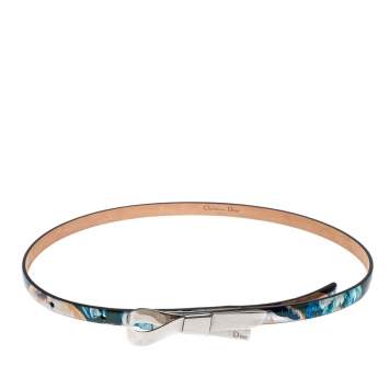 Pre Owned Dior Metallic Multicolor Print Leather Bow Belt S