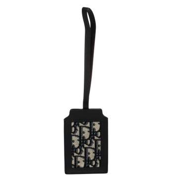 Pre Owned Dior Black Oblique Leather and Canvas Luggage Tag