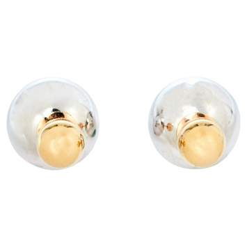 Pre Owned Dior Two Tone Mise En Dior Tribales Stud Earrings