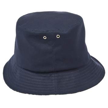 Pre Owned Christian Dior Navy Blue Synthetic Reversible Teddy-D Oblique Short Brim Bucket Hat (Size 58)