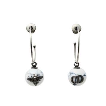 Pre Owned Dior Tresor De Tribale Marbled Resin Hoop Earrings