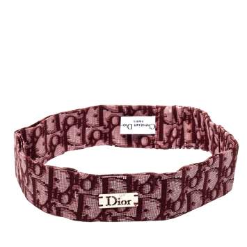 Pre Owned Dior Red Oblique Print Cotton Silk Headband