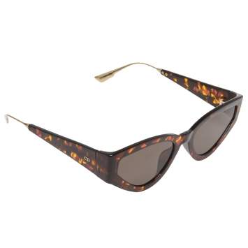 Pre Owned Dior Brown Havana/ Grey CatStyle Dior1 Cat Eye Sunglasses