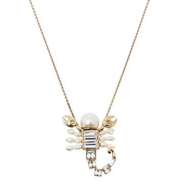 Pre Owned Dior Gold Tone Christian Me Zodiac Scorpion Pendant Necklace