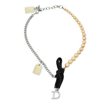 Pre Owned Dior Couture Velvet Bow and Pearl Choker Necklace