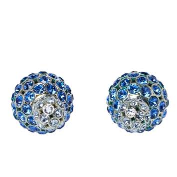 Pre Owned Dior Tribales Blue Ombre Crystal Embellished Stud Earrings