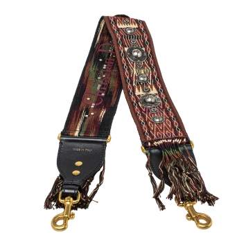 Pre Owned Dior Multicolor Studded Canvas and Leather Bohemian Inspired Shoulder Strap