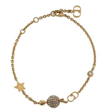 Pre Owned Dior Gold Tone Crystal La Petite Tribale Bracelet 